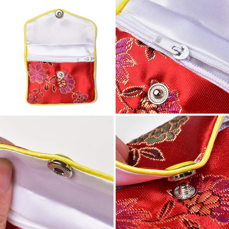 VIOCIWUO Jewelry Silk Purse New Year Pouch Bags Travel Jewelry Organizer Bags Chinese Silk Style Brocade Embroidered for Women 5 Colors, 20pcs - Image 4